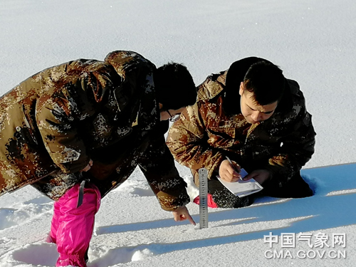 新疆布尔津县气象局开展雪情调查